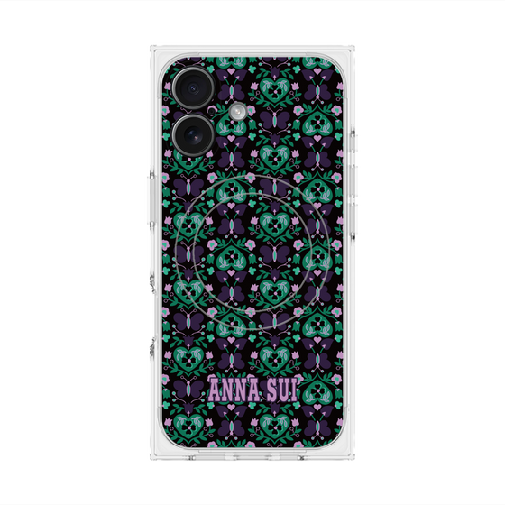 プレミアムスクエアケース with MagSafe［ ANNA SUI - バタフライハーツ - グリーン ］