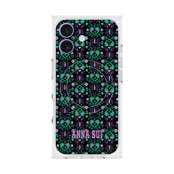 プレミアムスクエアケース with MagSafe［ ANNA SUI - バタフライハーツ - グリーン ］