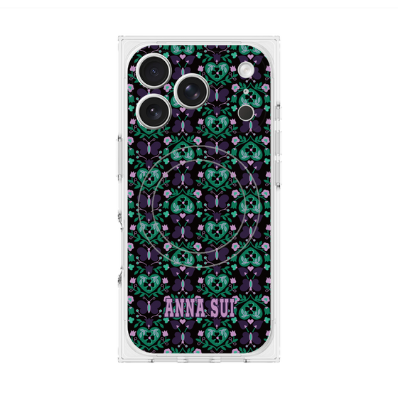 プレミアムスクエアケース with MagSafe［ ANNA SUI - バタフライハーツ - グリーン ］