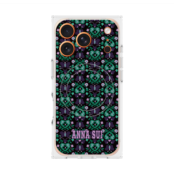 プレミアムスクエアケース with MagSafe［ ANNA SUI - バタフライハーツ - グリーン ］