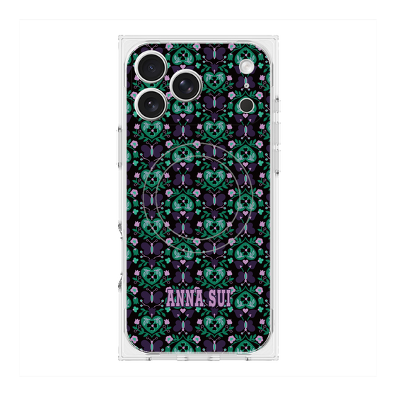 プレミアムスクエアケース with MagSafe［ ANNA SUI - バタフライハーツ - グリーン ］
