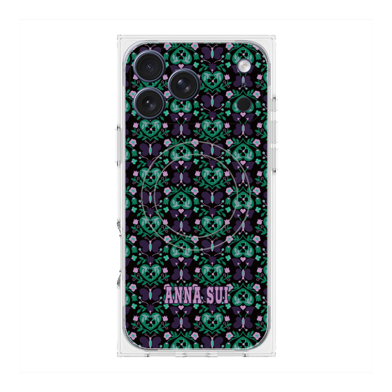 プレミアムスクエアケース with MagSafe［ ANNA SUI - バタフライハーツ - グリーン ］