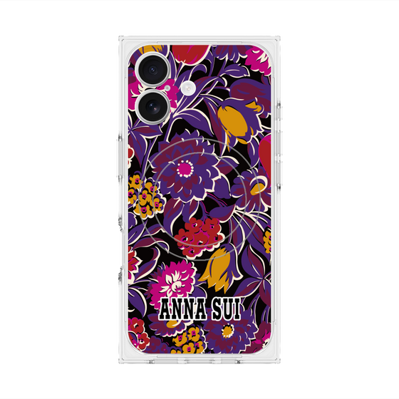 プレミアムスクエアケース with MagSafe［ ANNA SUI - ガーデンフワラー - マゼンタ ］