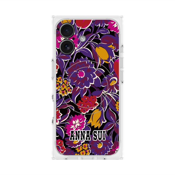 プレミアムスクエアケース with MagSafe［ ANNA SUI - ガーデンフワラー - マゼンタ ］