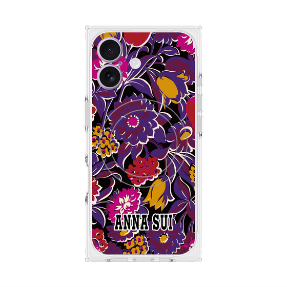 プレミアムスクエアケース with MagSafe［ ANNA SUI - ガーデンフワラー - マゼンタ ］