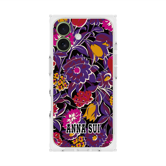 プレミアムスクエアケース with MagSafe［ ANNA SUI - ガーデンフワラー - マゼンタ ］