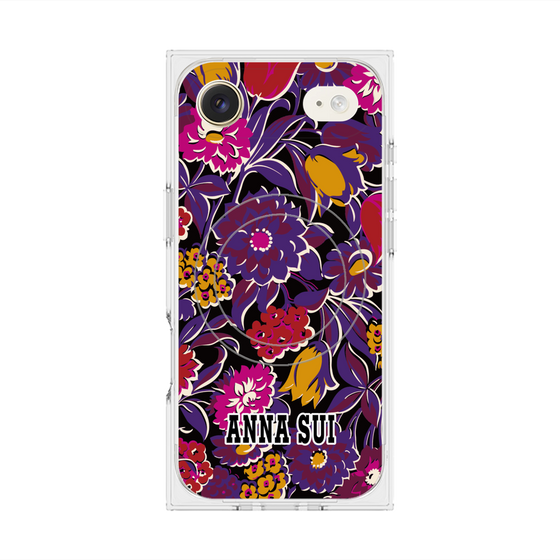 プレミアムスクエアケース with MagSafe［ ANNA SUI - ガーデンフワラー - マゼンタ ］