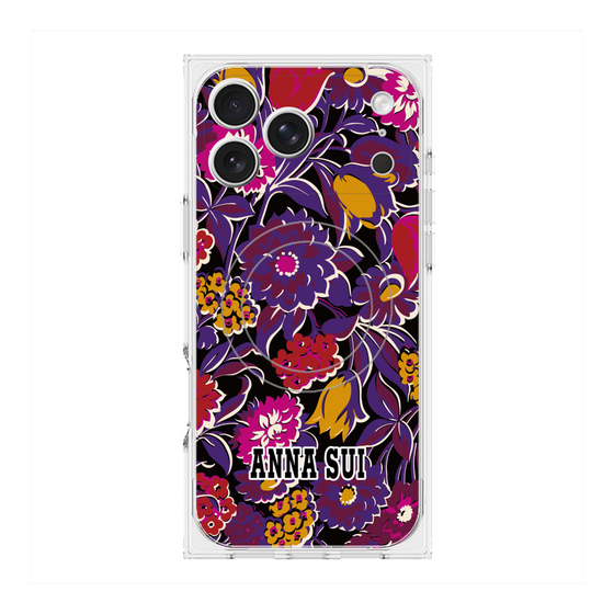 プレミアムスクエアケース with MagSafe［ ANNA SUI - ガーデンフワラー - マゼンタ ］