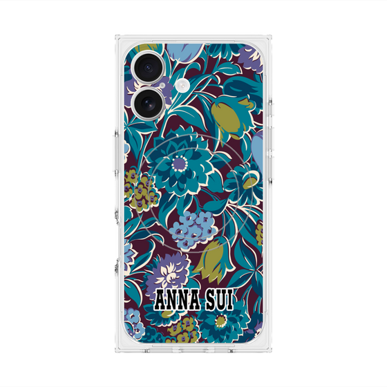 プレミアムスクエアケース with MagSafe［ ANNA SUI - ガーデンフワラー - シアン ］