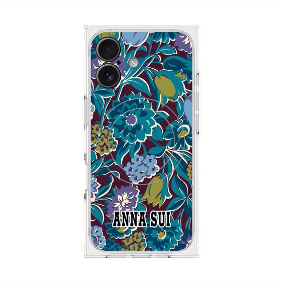 プレミアムスクエアケース with MagSafe［ ANNA SUI - ガーデンフワラー - シアン ］