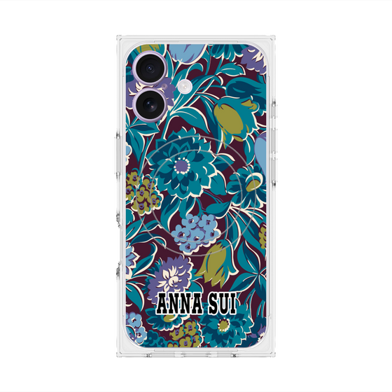 プレミアムスクエアケース with MagSafe［ ANNA SUI - ガーデンフワラー - シアン ］