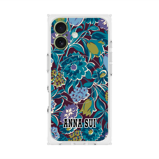 プレミアムスクエアケース with MagSafe［ ANNA SUI - ガーデンフワラー - シアン ］