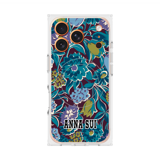 プレミアムスクエアケース with MagSafe［ ANNA SUI - ガーデンフワラー - シアン ］