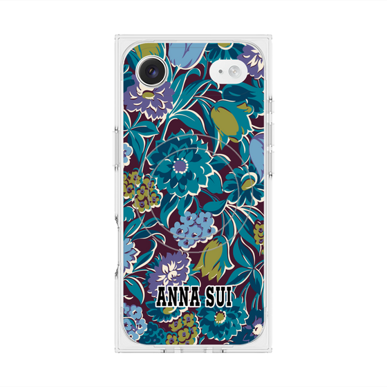 プレミアムスクエアケース with MagSafe［ ANNA SUI - ガーデンフワラー - シアン ］
