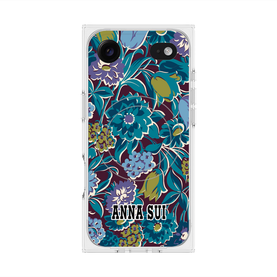 プレミアムスクエアケース with MagSafe［ ANNA SUI - ガーデンフワラー - シアン ］