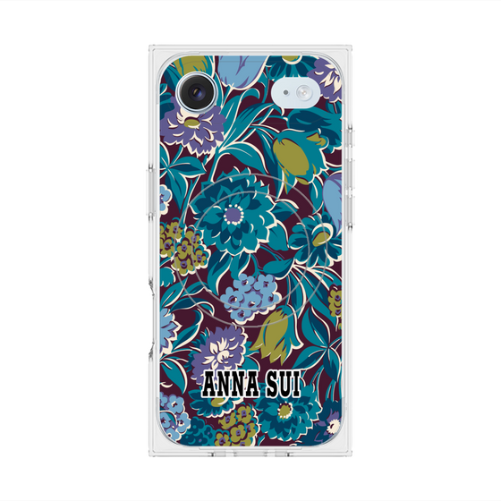 プレミアムスクエアケース with MagSafe［ ANNA SUI - ガーデンフワラー - シアン ］