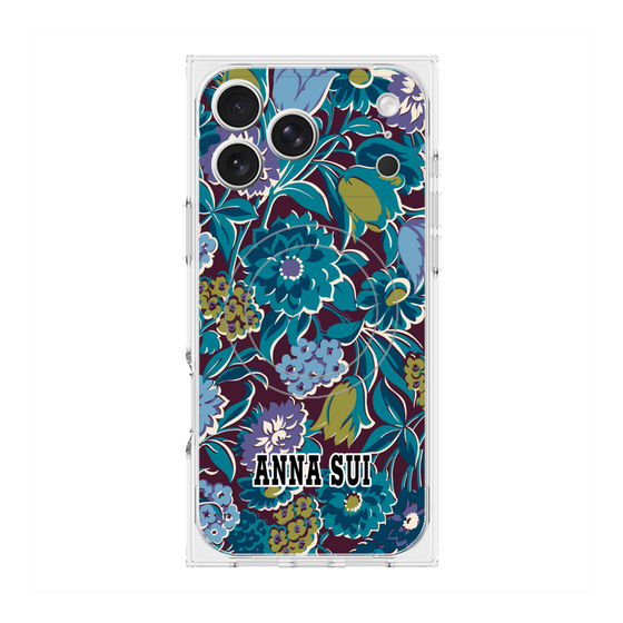 プレミアムスクエアケース with MagSafe［ ANNA SUI - ガーデンフワラー - シアン ］