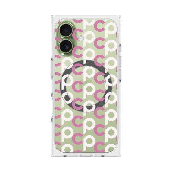 プレミアムスクエアケース with MagSafe［ オリジナル - CASEPLAYイニシャル総柄 - ピンク ］