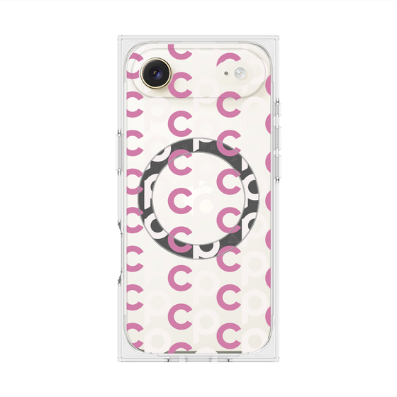 プレミアムスクエアケース with MagSafe［ オリジナル - CASEPLAYイニシャル総柄 - ピンク ］