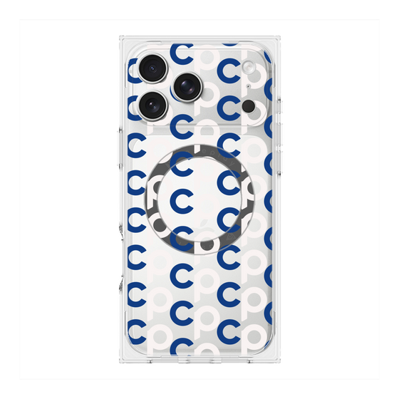 プレミアムスクエアケース with MagSafe［ オリジナル - CASEPLAYイニシャル総柄 - ネイビー ］