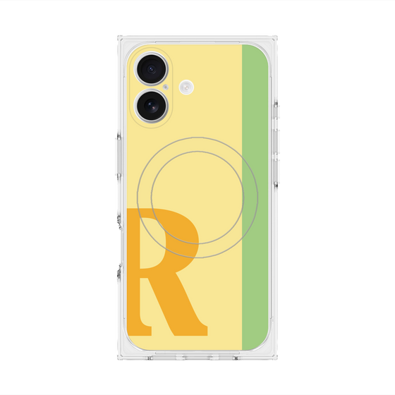 プレミアムスクエアケース with MagSafe［ オリジナル - initial color line - R yellow ］