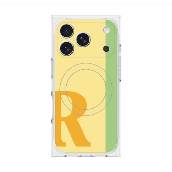 プレミアムスクエアケース with MagSafe［ オリジナル - initial color line - R yellow ］