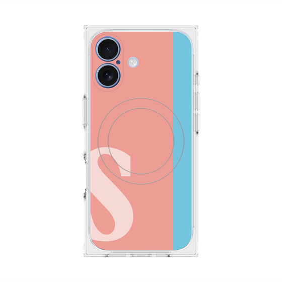 プレミアムスクエアケース with MagSafe［ オリジナル - initial color line - S pink ］