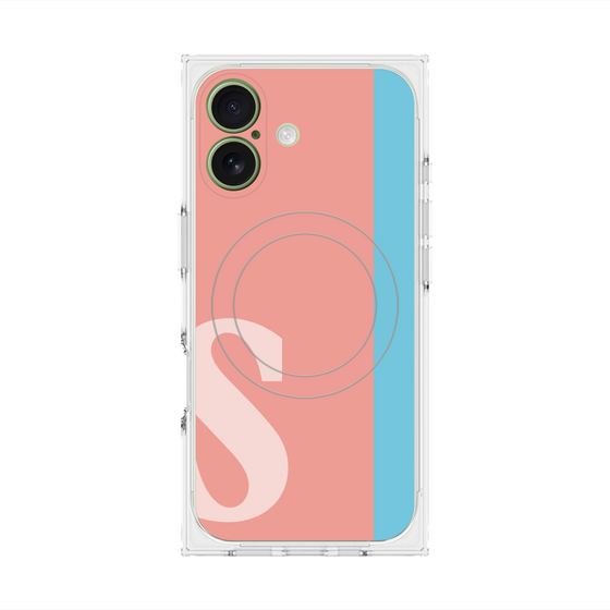 プレミアムスクエアケース with MagSafe［ オリジナル - initial color line - S pink ］