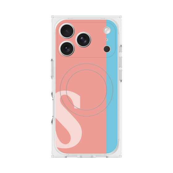 プレミアムスクエアケース with MagSafe［ オリジナル - initial color line - S pink ］