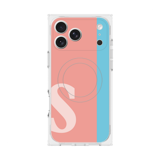 プレミアムスクエアケース with MagSafe［ オリジナル - initial color line - S pink ］