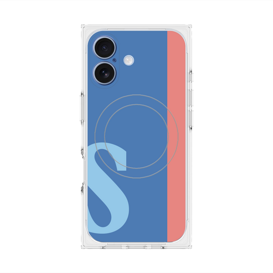 プレミアムスクエアケース with MagSafe［ オリジナル - initial color line - S blue ］