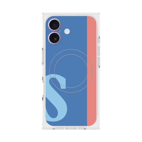 プレミアムスクエアケース with MagSafe［ オリジナル - initial color line - S blue ］