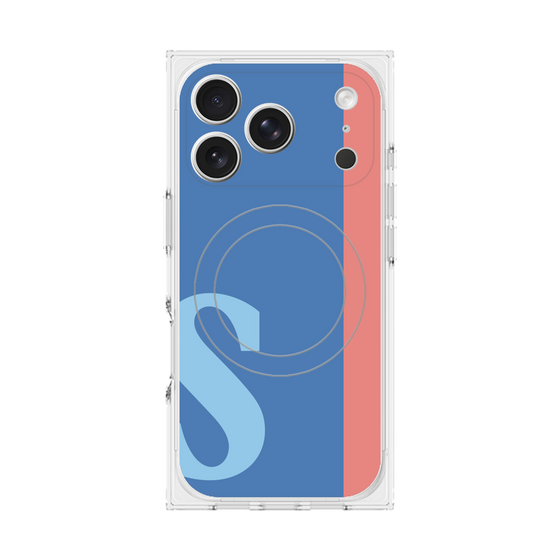 プレミアムスクエアケース with MagSafe［ オリジナル - initial color line - S blue ］