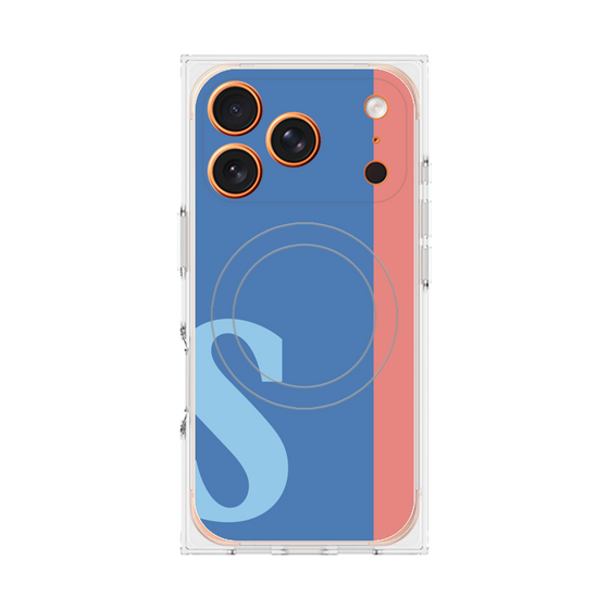プレミアムスクエアケース with MagSafe［ オリジナル - initial color line - S blue ］