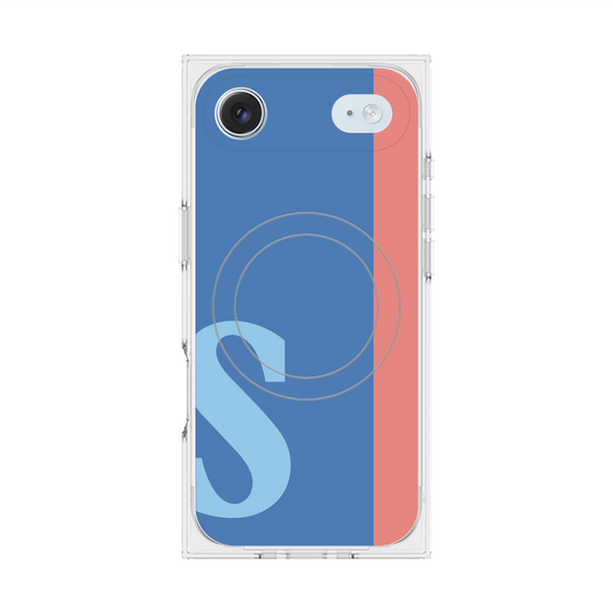 プレミアムスクエアケース with MagSafe［ オリジナル - initial color line - S blue ］
