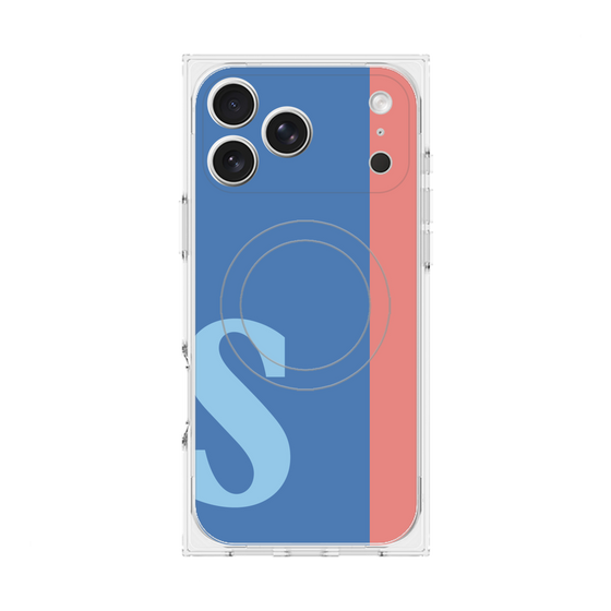 プレミアムスクエアケース with MagSafe［ オリジナル - initial color line - S blue ］