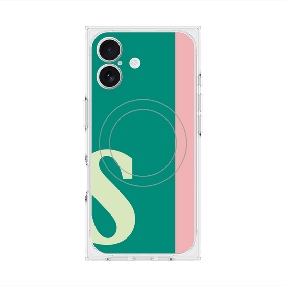 プレミアムスクエアケース with MagSafe［ オリジナル - initial color line - S green ］