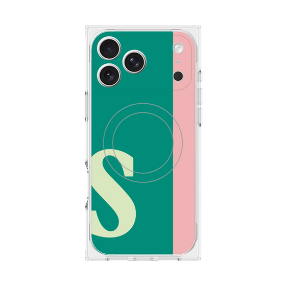 プレミアムスクエアケース with MagSafe［ オリジナル - initial color line - S green ］