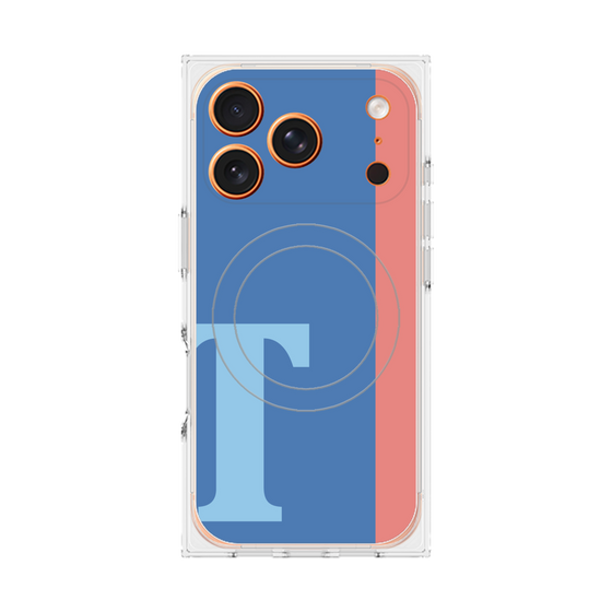 プレミアムスクエアケース with MagSafe［ オリジナル - initial color line - T blue ］