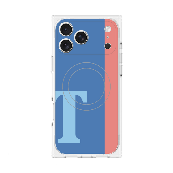 プレミアムスクエアケース with MagSafe［ オリジナル - initial color line - T blue ］