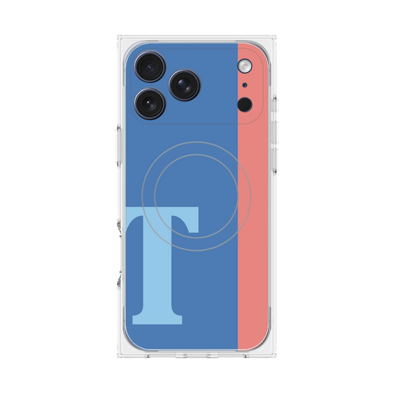 プレミアムスクエアケース with MagSafe［ オリジナル - initial color line - T blue ］