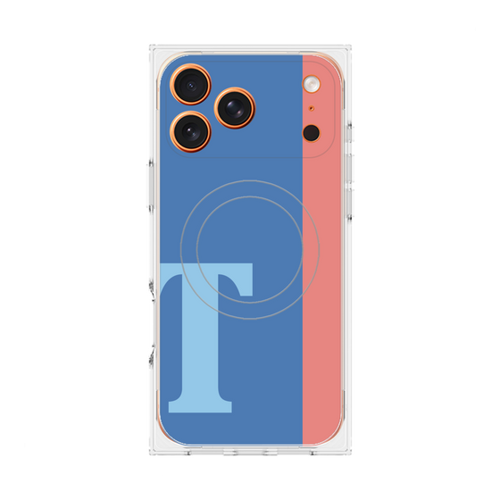 プレミアムスクエアケース with MagSafe［ オリジナル - initial color line - T blue ］