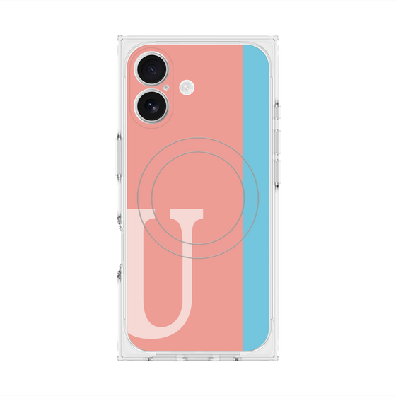 プレミアムスクエアケース with MagSafe［ オリジナル - initial color line - U pink ］