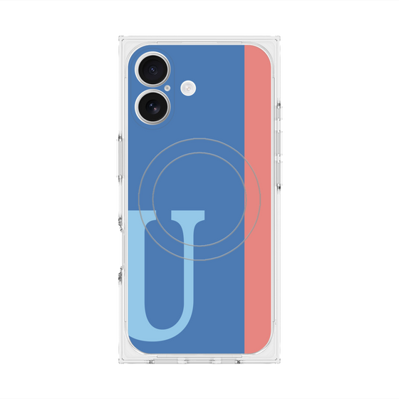 プレミアムスクエアケース with MagSafe［ オリジナル - initial color line - U blue ］