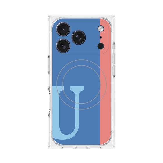 プレミアムスクエアケース with MagSafe［ オリジナル - initial color line - U blue ］