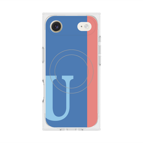 プレミアムスクエアケース with MagSafe［ オリジナル - initial color line - U blue ］