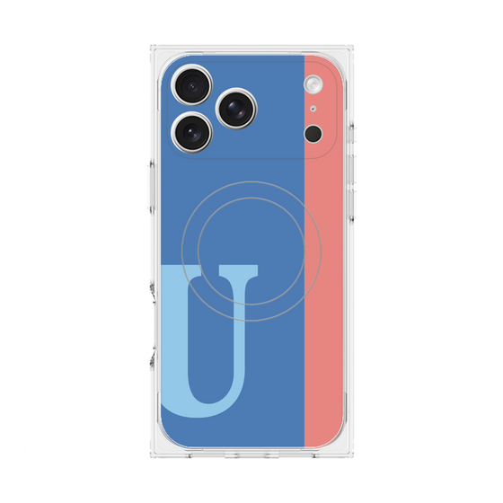 プレミアムスクエアケース with MagSafe［ オリジナル - initial color line - U blue ］