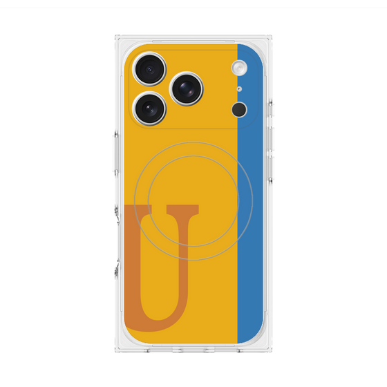 プレミアムスクエアケース with MagSafe［ オリジナル - initial color line - U orange ］