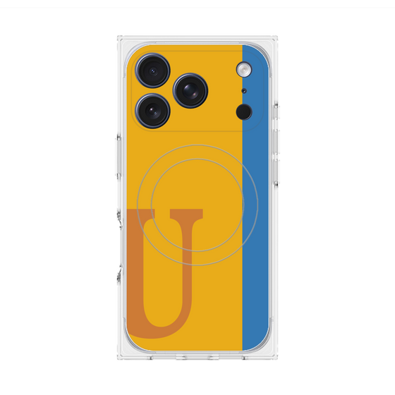 プレミアムスクエアケース with MagSafe［ オリジナル - initial color line - U orange ］