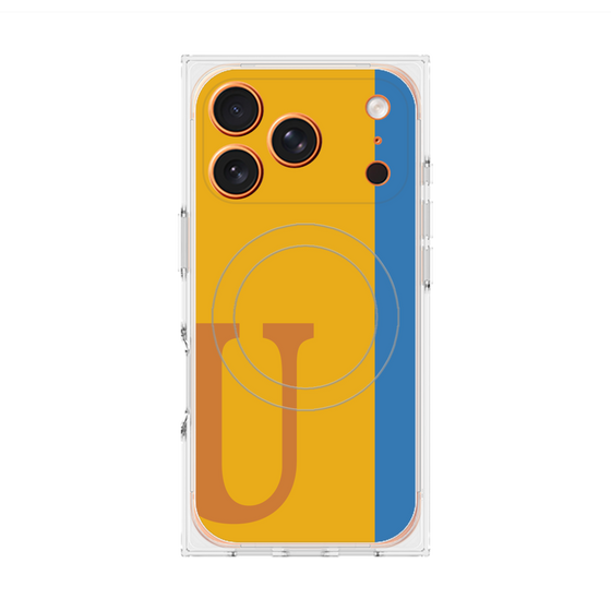 プレミアムスクエアケース with MagSafe［ オリジナル - initial color line - U orange ］